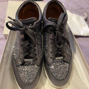 JIMMY CHOO  Miami   excellent used condition GUNMETAL Mix  38.5